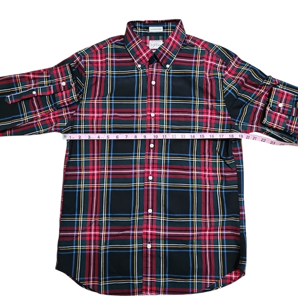 J. Crew Secret Wash Button Down Shirt Men Medium Red Green Plaid Preppy Classic - Picture 5 of 6